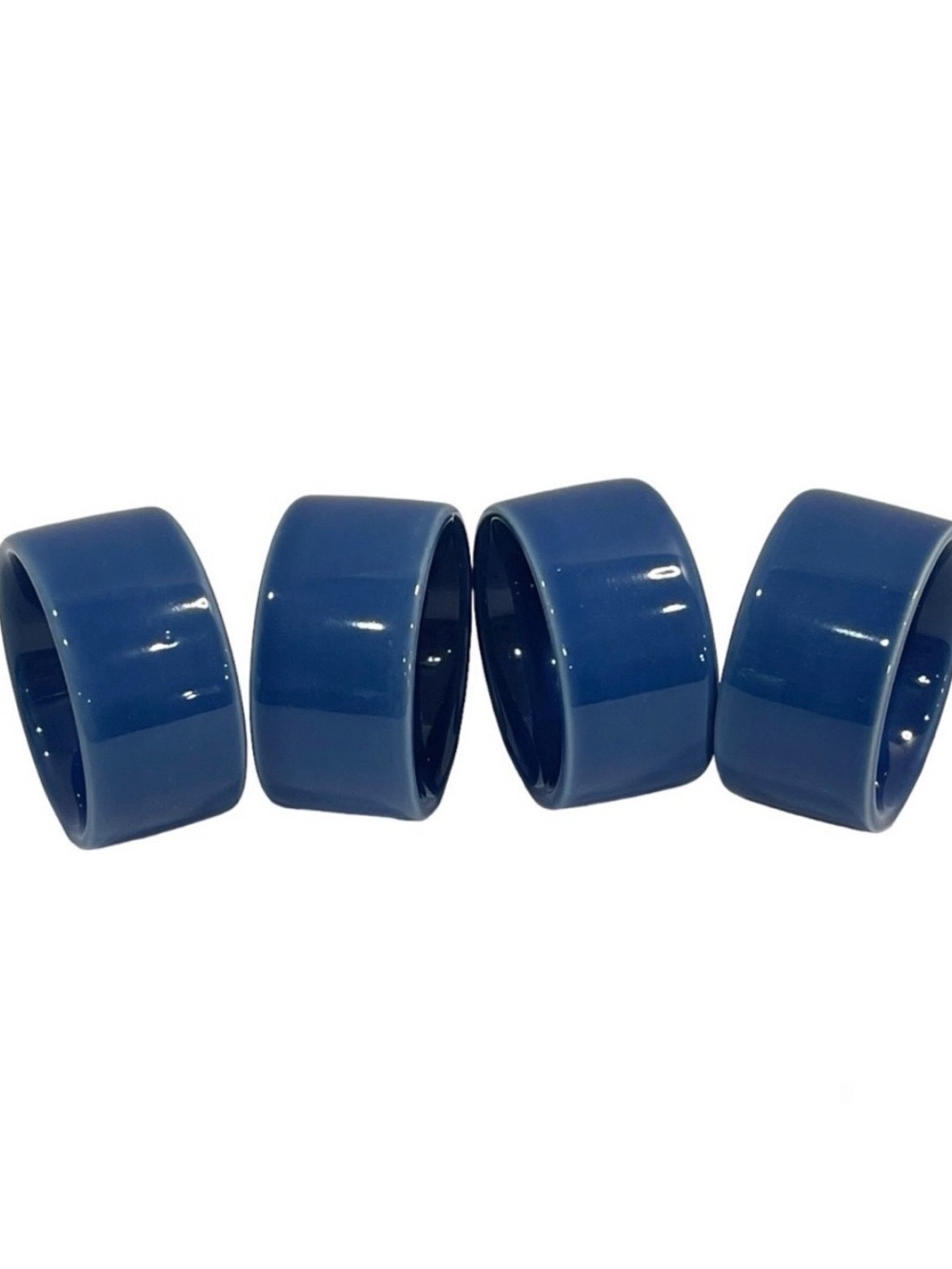 Blue Porcelain Napkin Rings Smooth Finish Everyday Casual Classic Timeless 4 Set